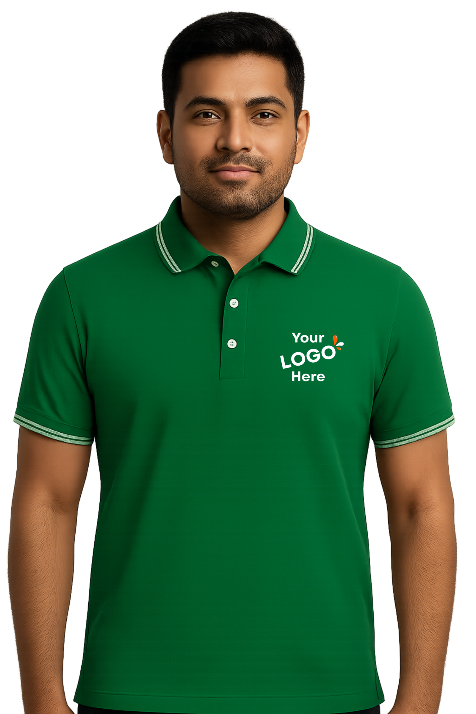 Polyester polo T-Shirts B green fornt model