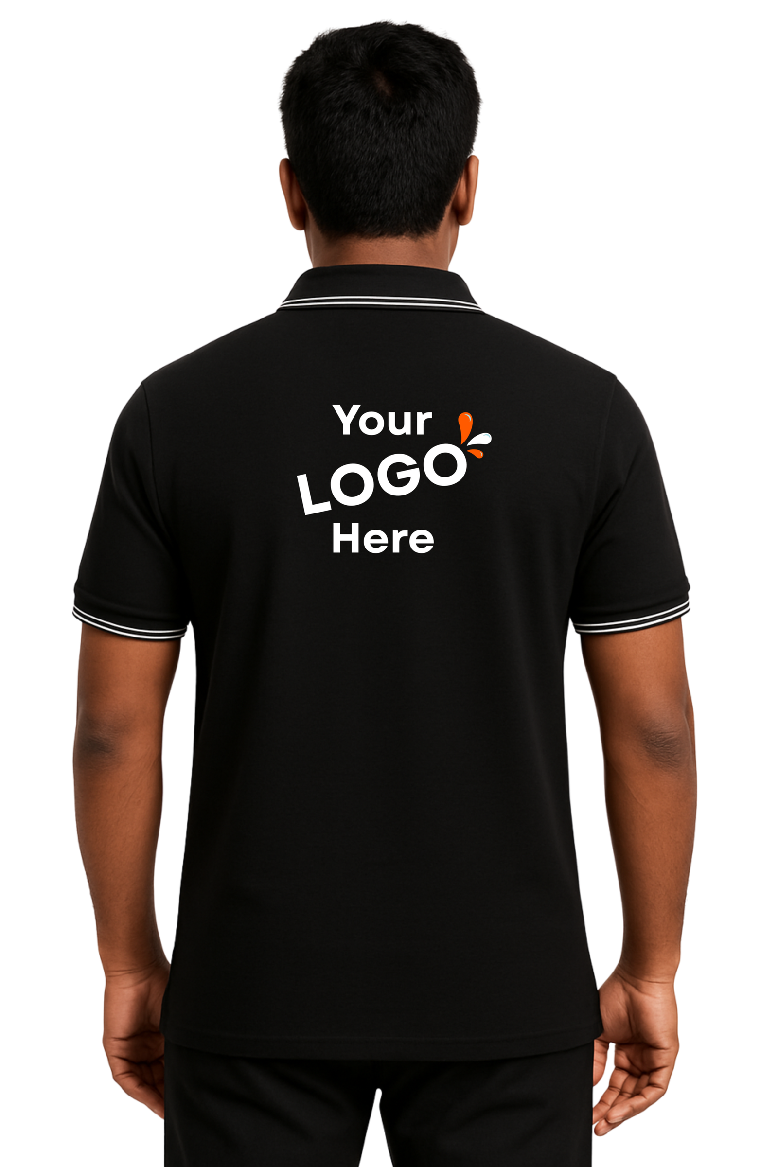 Polyester polo T-Shirts Black back model