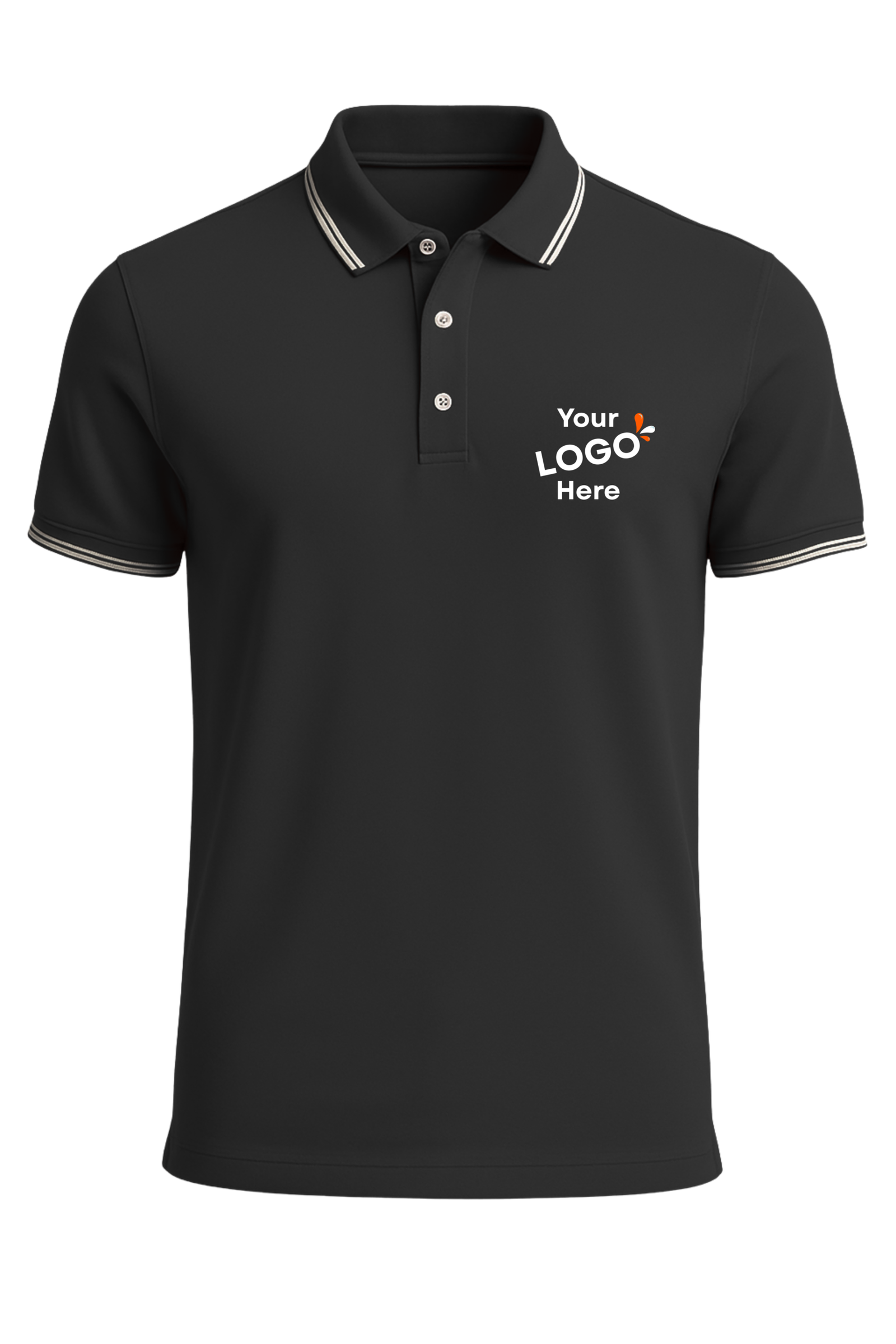 Polyester polo T-Shirts Black fornt