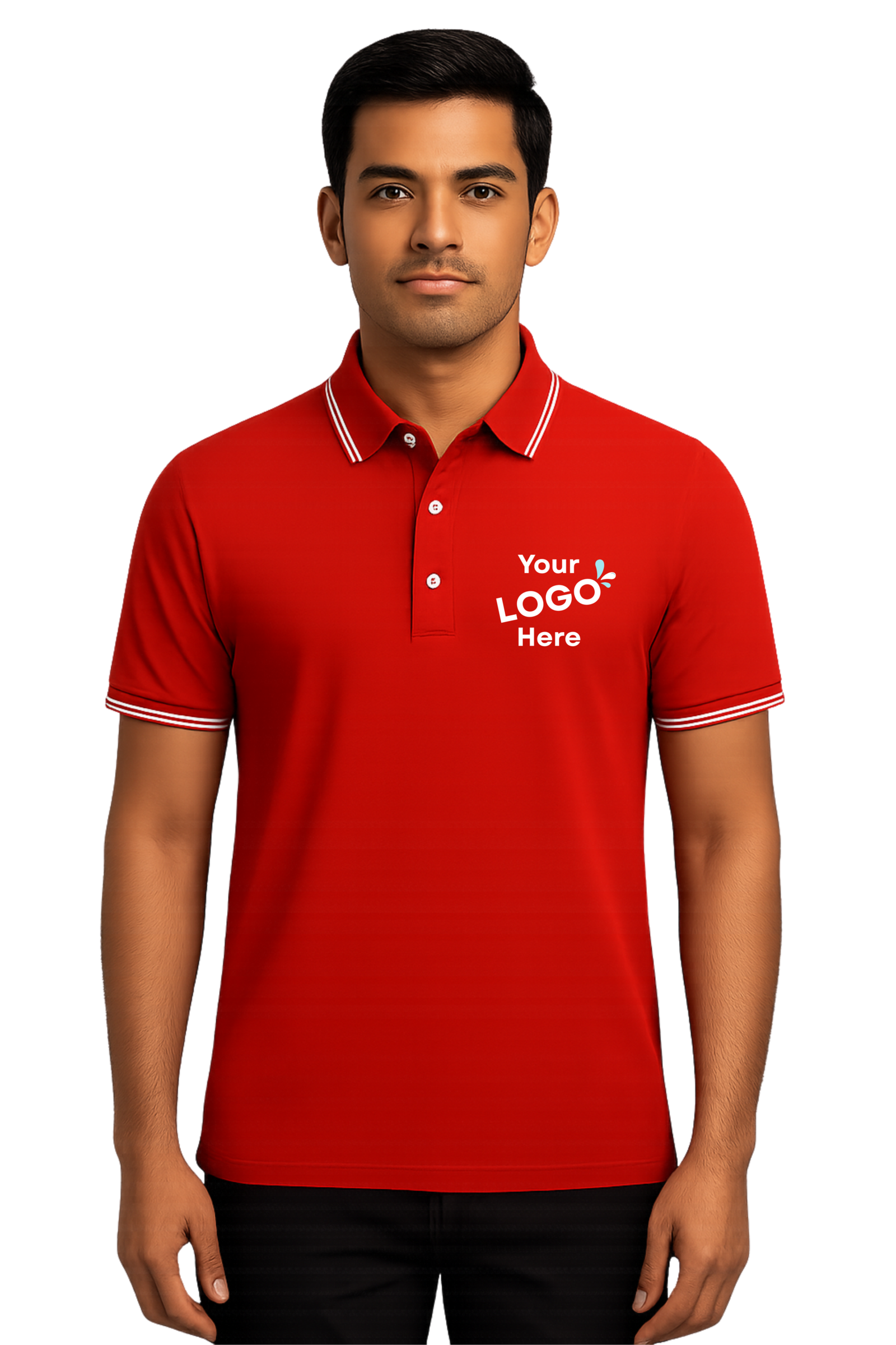 Polyester polo T-Shirts Red Fornt model