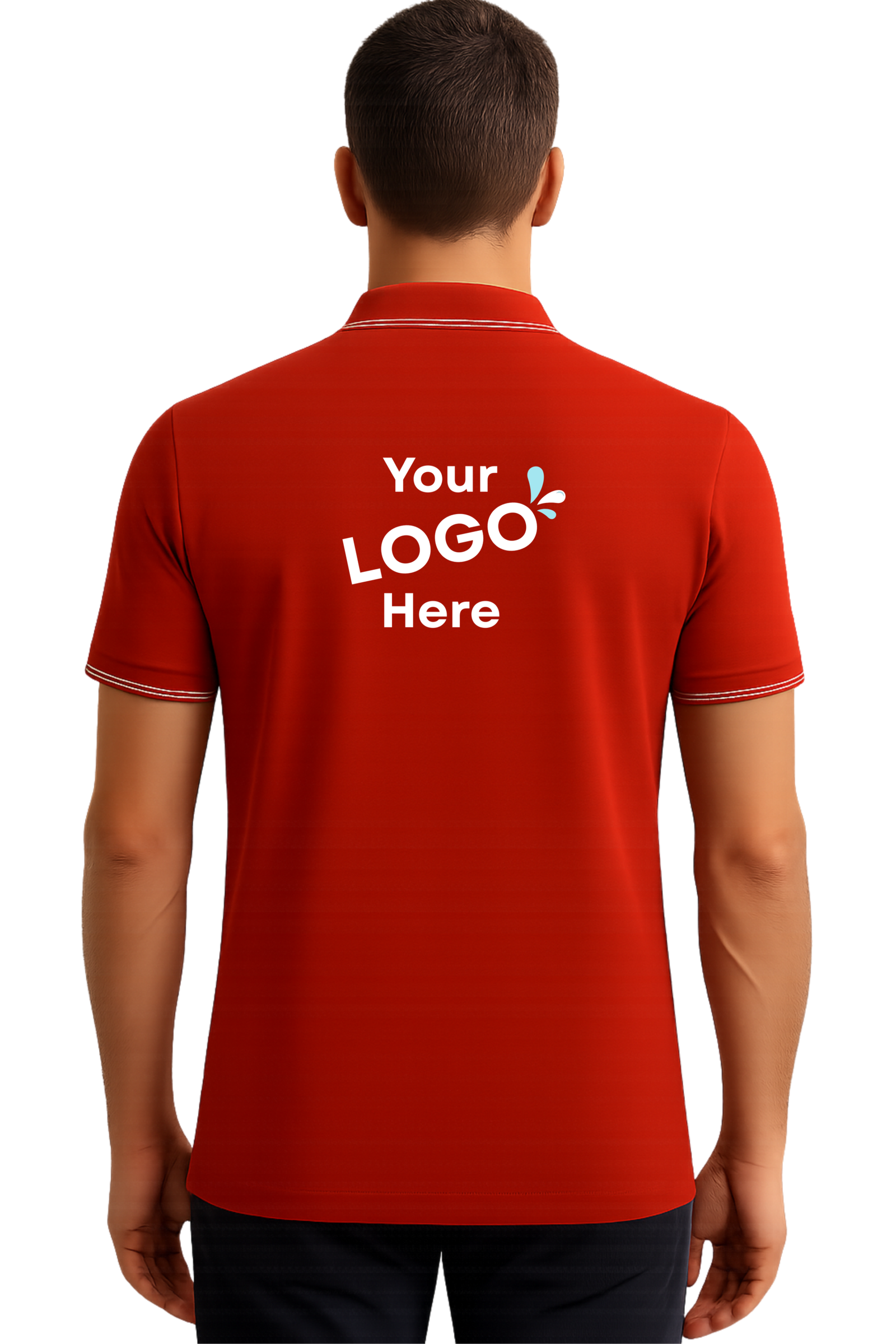 Polyester polo T-Shirts Red back model