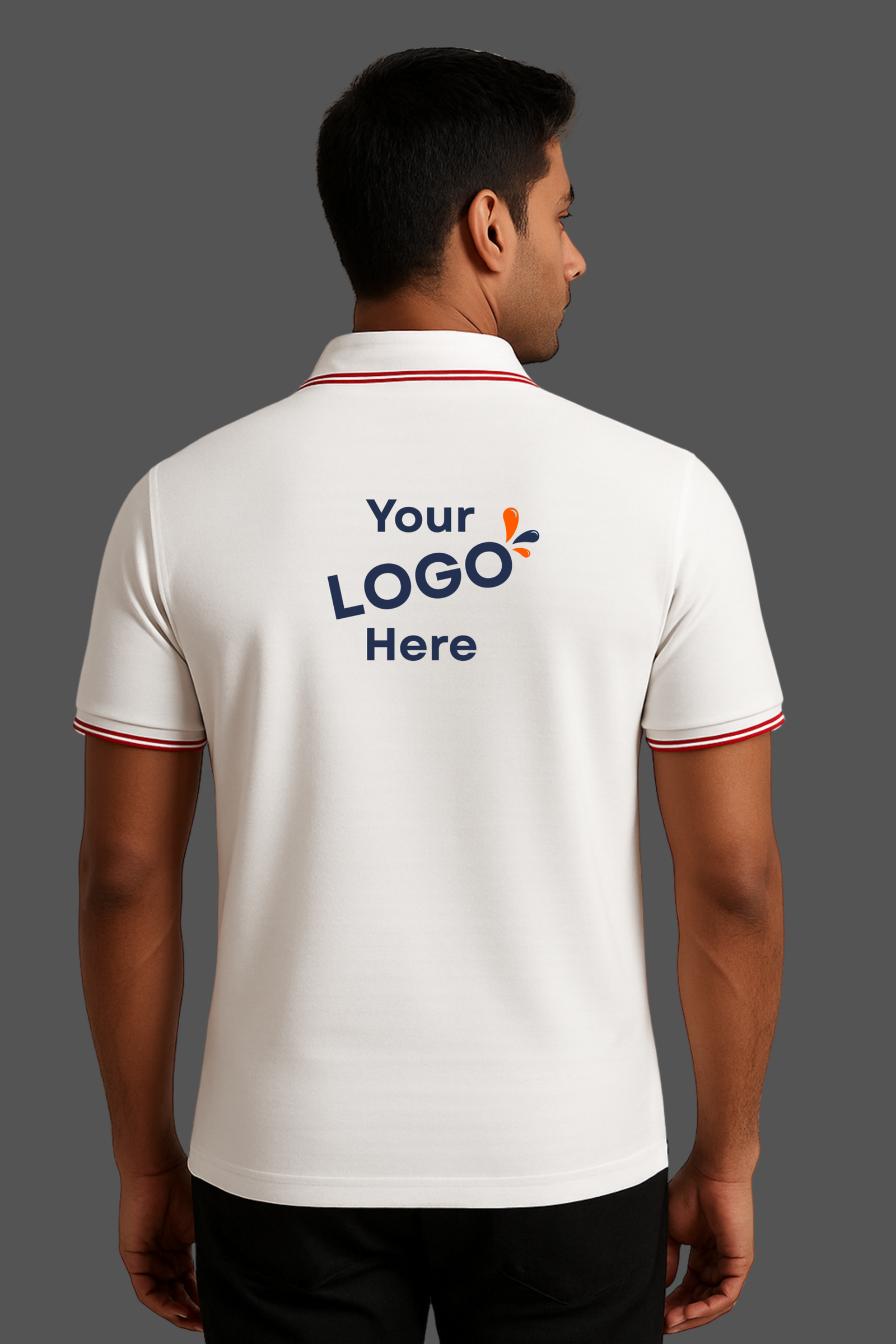 Polyester polo T-Shirts White back model