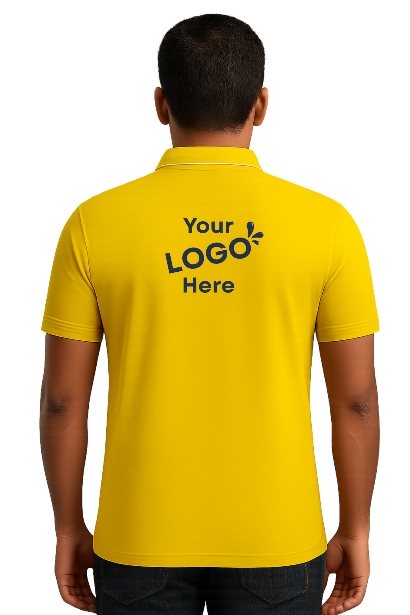 Polyester polo T-Shirts yellow back model