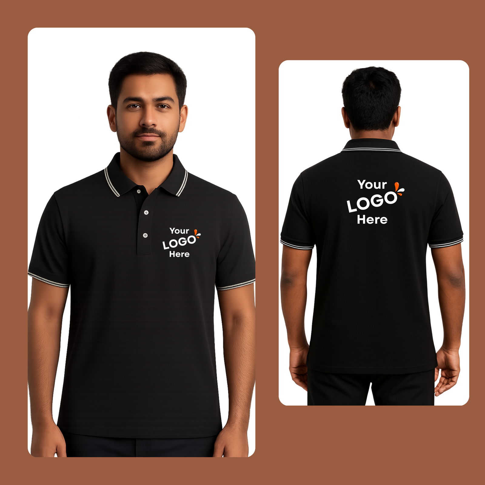 Polyester polo t-shirt black model