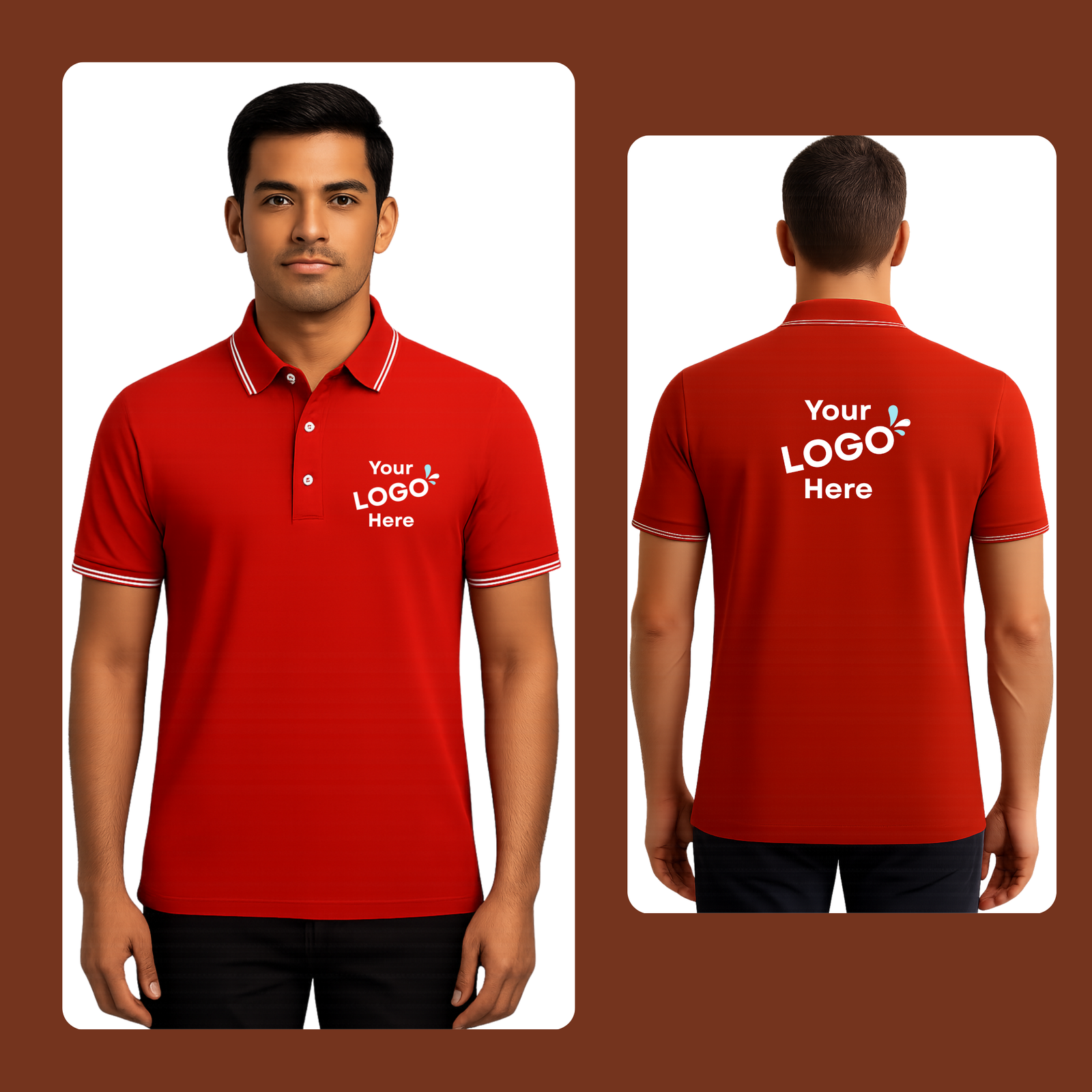Polyester polo t-shirt red model