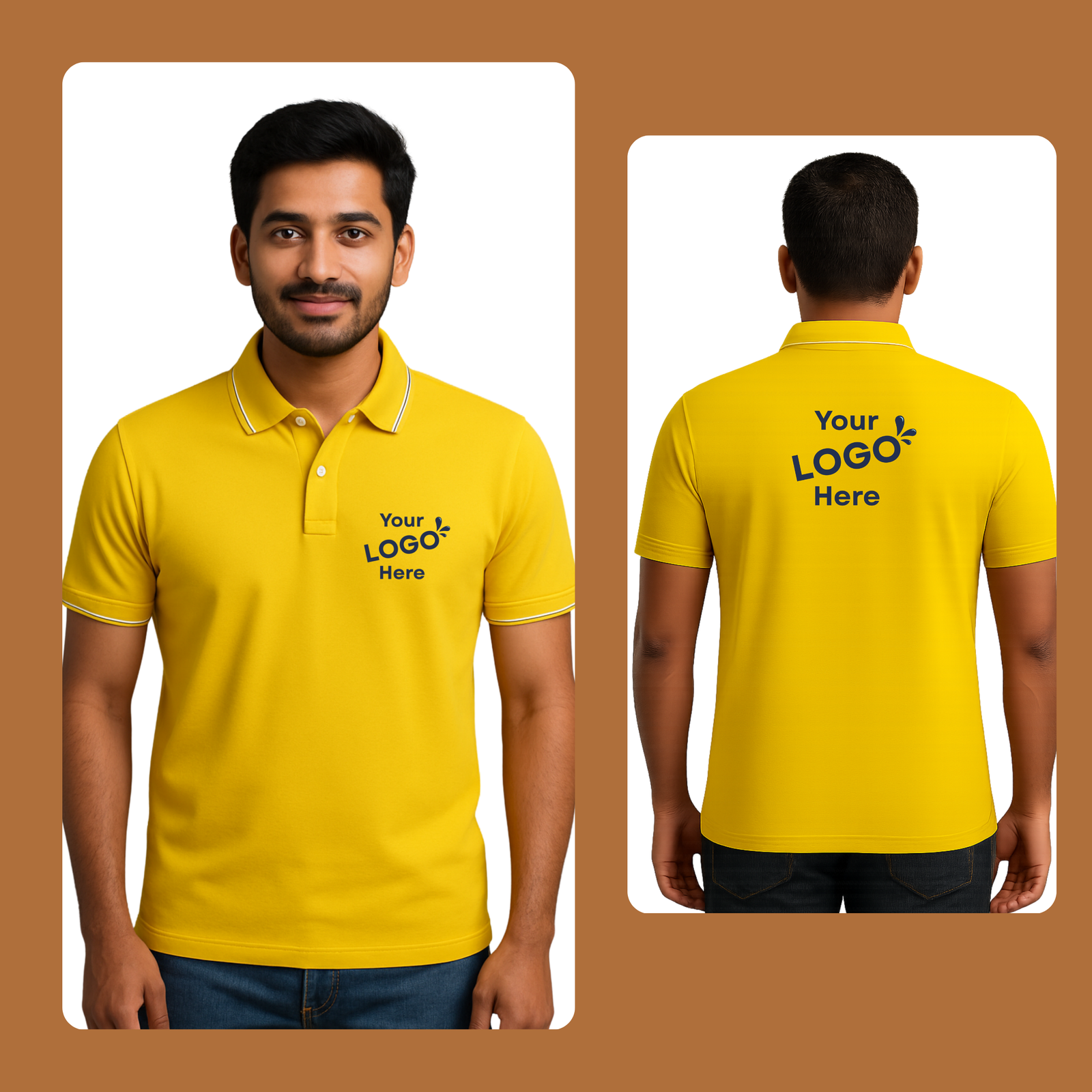 Polyester polo t-shirt yellow model